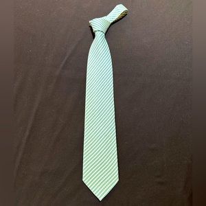 Brioni Teal and White Diagonal Stripped Neck Tie